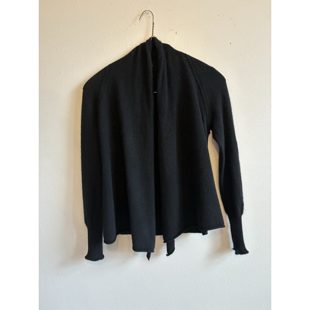 Aqua Cashmere Black Cardigan Sweater S Open Quiet Luxury Minimalist Lagenlook - Picture 9 of 11